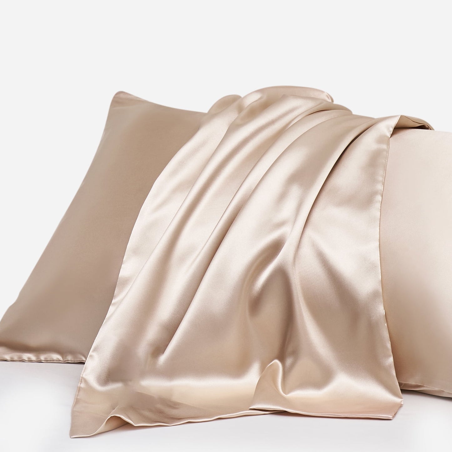Gogreen Satin Pillowcase for Hair and Skin, Silk Satin Pillowcase 2 Pack, Pillow Cases Set of 2, Silky Pillow Cover with Envelope Closure (20x26, Beige, Standard)