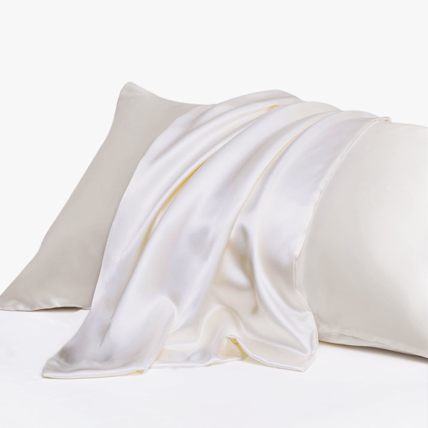 Gogreen Satin Pillowcase for Hair and Skin, Silk Satin Pillowcase 2 Pack, Pillow Cases Set of 2, Silky Pillow Cover with Envelope Closure (20x30, White, Queen)