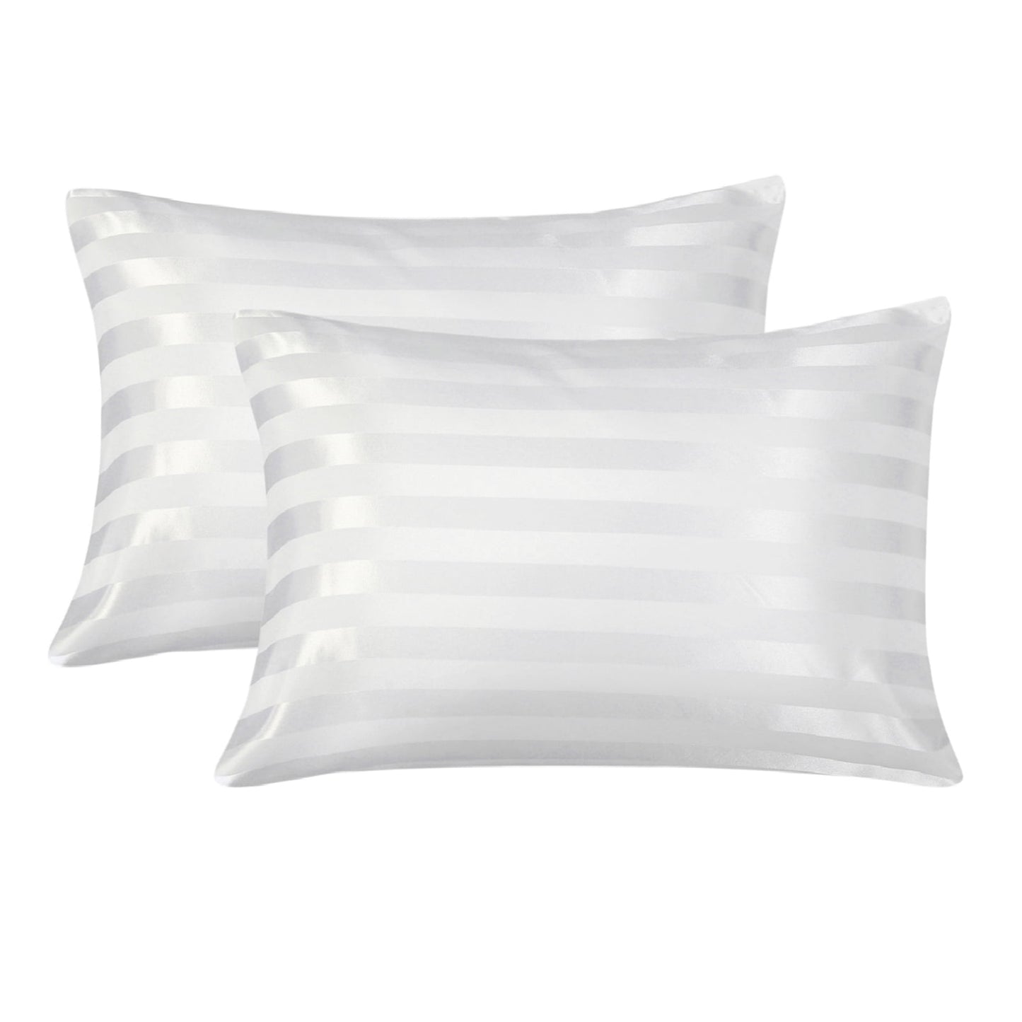 Gogreen Satin Pillowcase for Hair and Skin, Silk Satin Pillowcase 2 Pack, Pillow Cases Set of 2, Silky Pillow Cover with Envelope Closure (20x30, White Stripe, Queen)