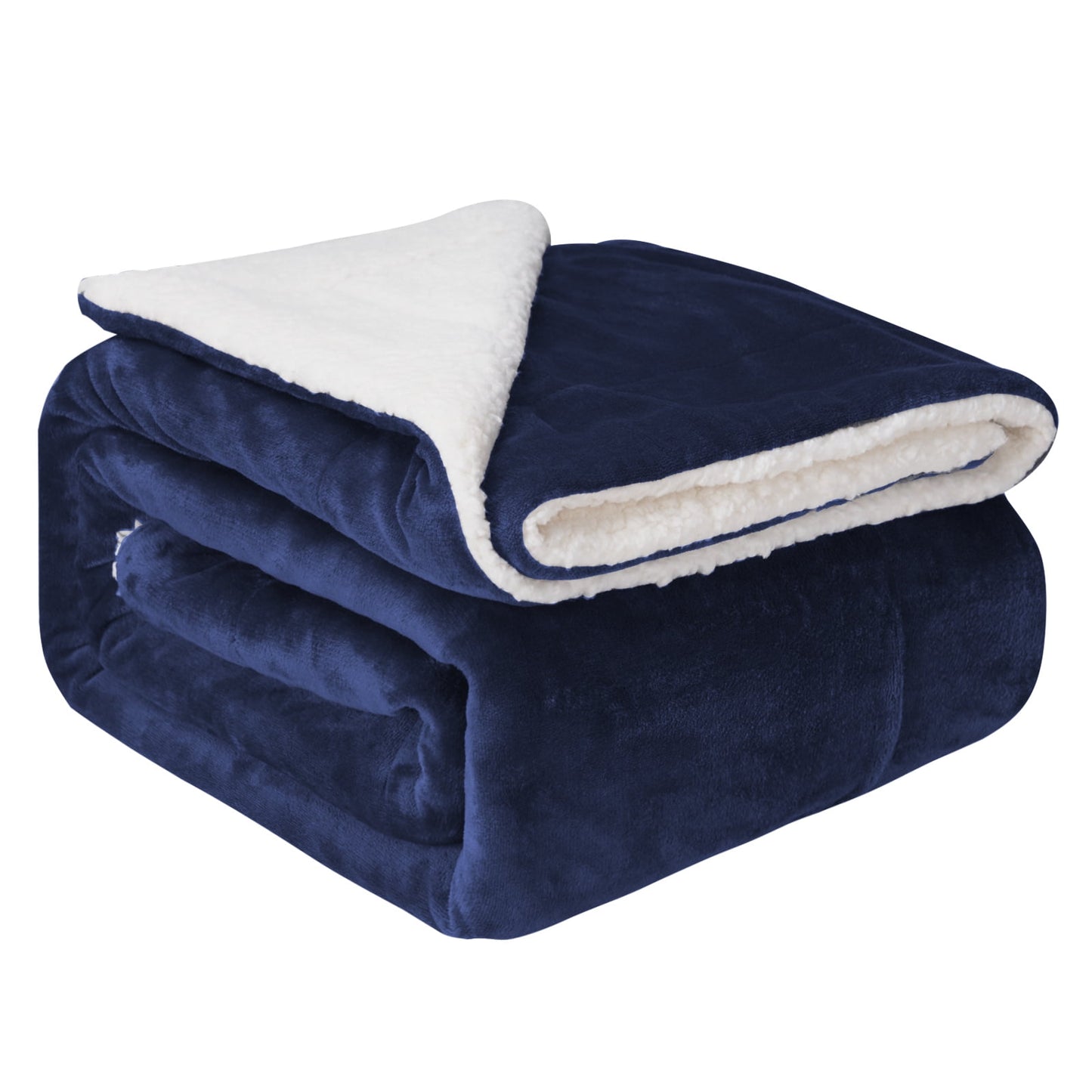 Gogreen Sherpa Fleece Throw Blanket for Couch Bed Sofa Adults -Soft and Warm Blanket for Winter, Thick and Fuzzy Throw Blanket,Navy Blue, 60x80 Inches