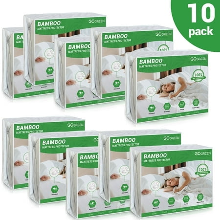 Gogreen Waterproof Mattress Protector (10 Packs), Breathable Cooling Bed Mattress Cover with Deep Pocket Plastic Mattress Protector Fitted 6-15 (Bamboo Jersey, California King 72x84)