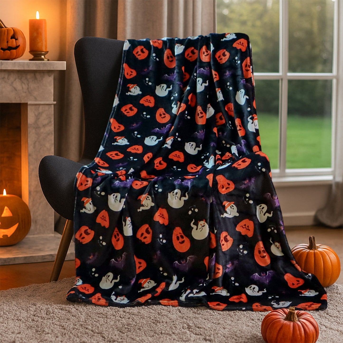 HITIME Cozy Blanket Printed Blanket Throw Halloween Collection Blanket - 300 GSM Fleece Blanket Throw Size Blanket for Home Decoration, Ultra Soft Blanket Microfiber Throw Blanket (Throw - 50 x 60)
