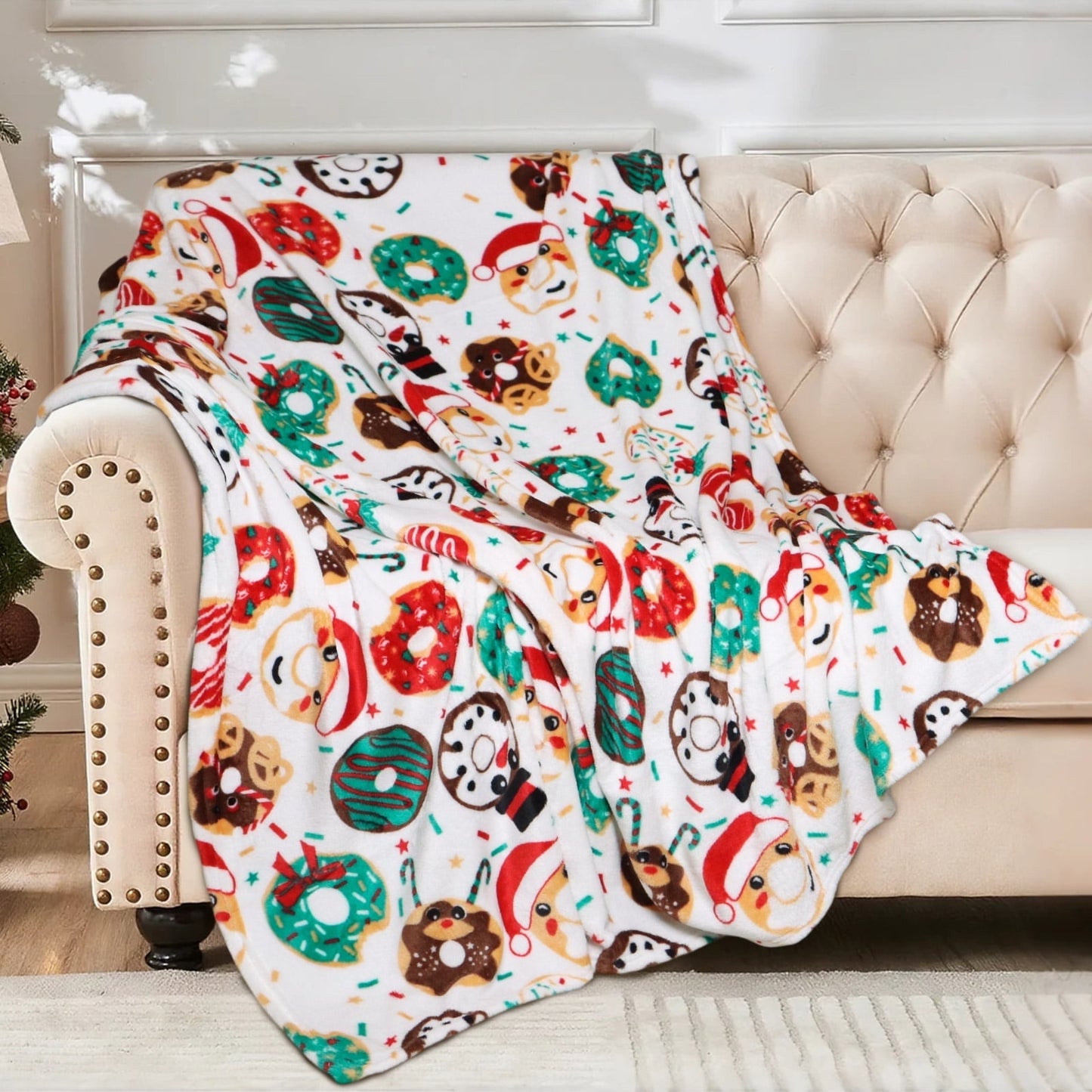 HITIME Cozy Blanket Printed Blanket Twin Christmas Blanket - 300 GSM Fleece Blanket Twin Size Blanket for Home Decoration, Ultra Soft Blanket Microfiber Twin Blanket (Twin - 60 x 80)