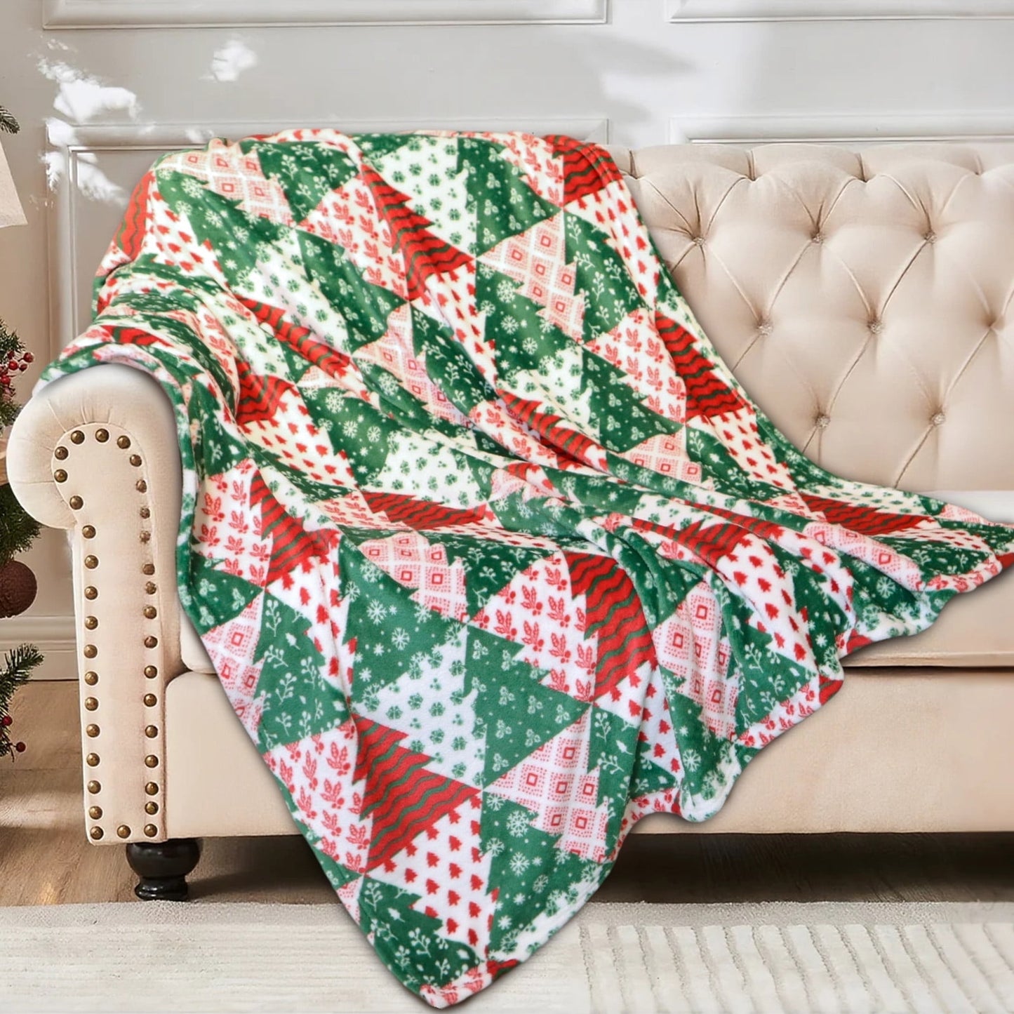 HITIME Cozy Blanket Printed Blanket Twin Christmas Blanket - 300 GSM Fleece Blanket Twin Size Blanket for Home Decoration, Ultra Soft Blanket Microfiber Twin Blanket (Twin - 60 x 80)
