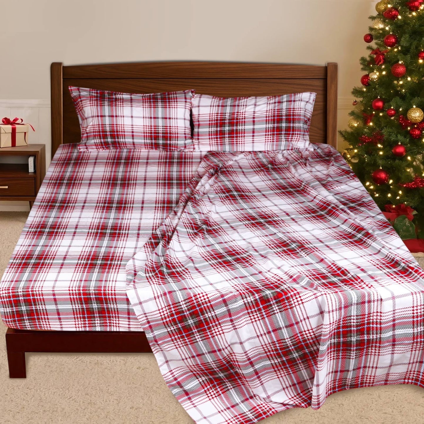 Hitime 4PC Queen Sheet Set Deep Pocket Fit 16, Breathable Microfiber Soft Queen Sheet Set Warm Sheets, Luxury Hotel Style Home Decor Queen Bed Sheet Set, Gift for Women, Men