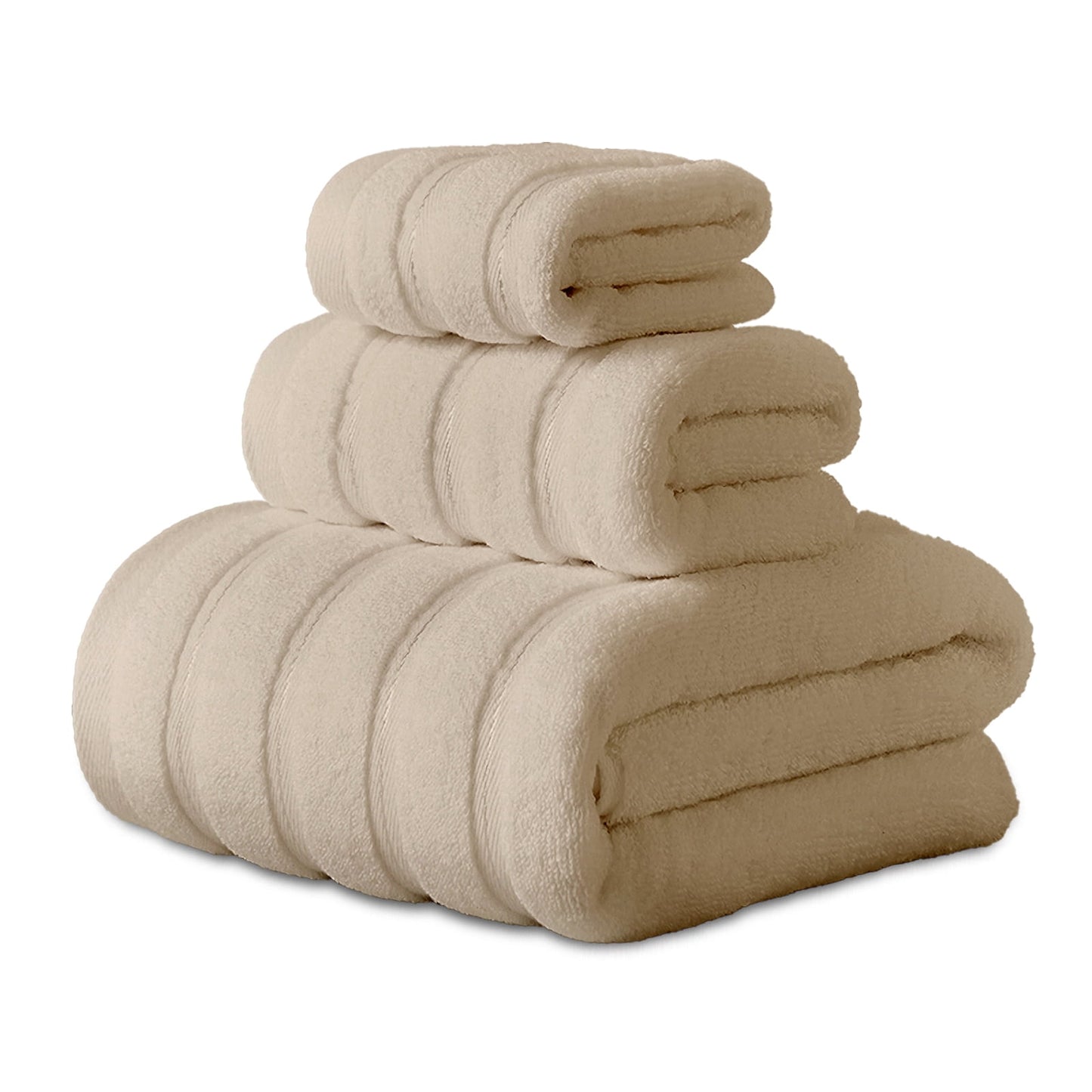 Hitime Bath Towel Sets of 3 Pieces, 1 Bath Towels 1 Hand Towels 1 Washcloths, 100% Cotton Highly Absorbent Towels for Bathroom, Gym, Hotel