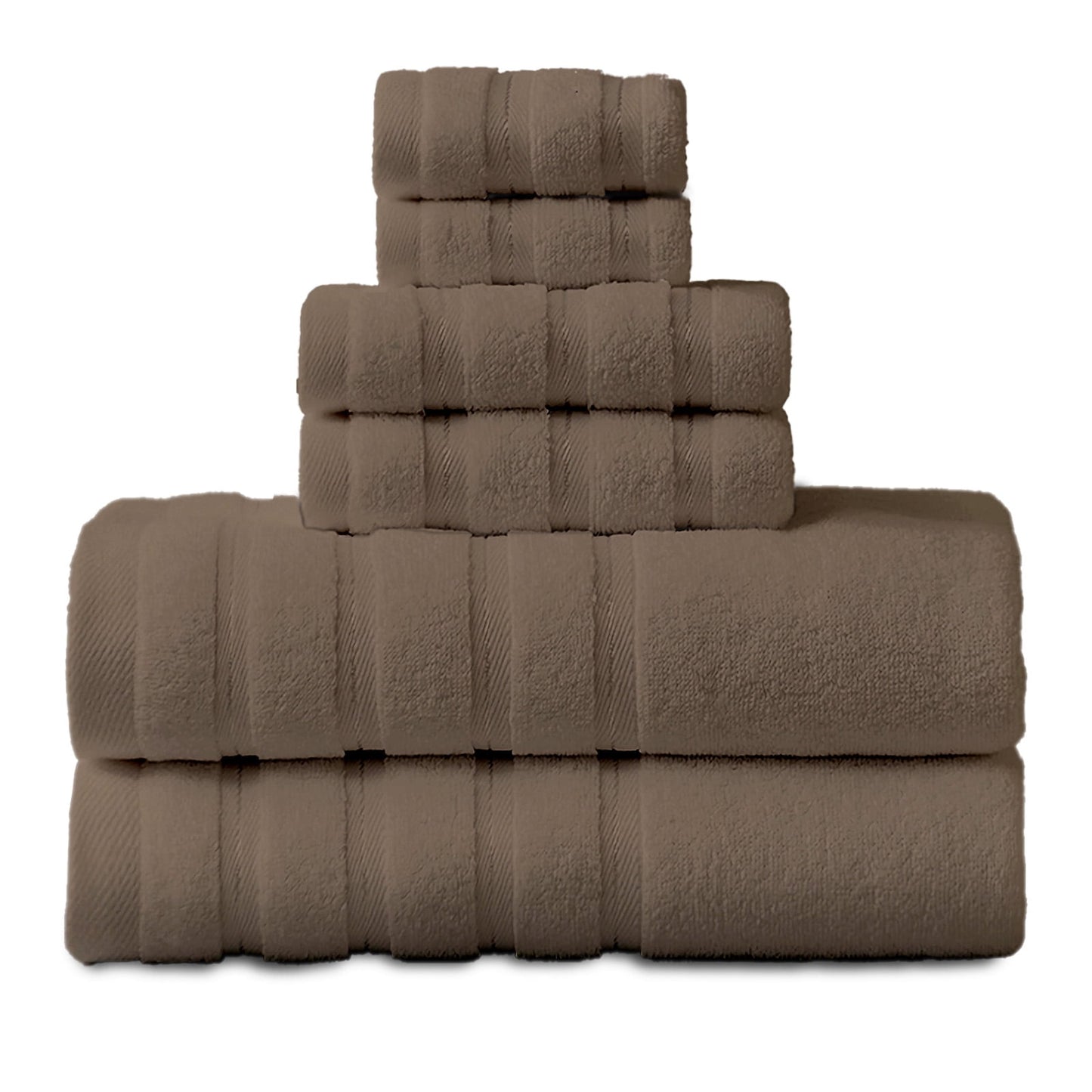 Hitime Bath Towel Sets of 6 Pieces, 2 Bath Towels 2 Hand Towels 2 Washcloths, 100% Cotton Highly Absorbent Towels for Bathroom, Gym, Hotel