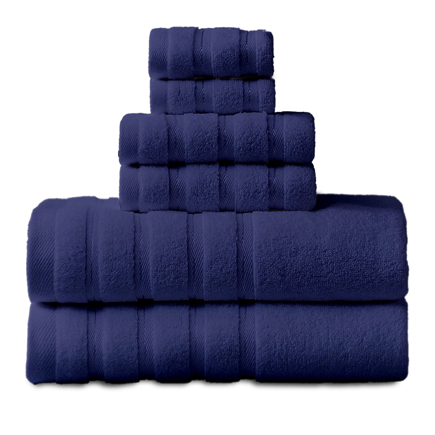 Hitime Bath Towel Sets of 6 Pieces, 2 Bath Towels 2 Hand Towels 2 Washcloths, 100% Cotton Highly Absorbent Towels for Bathroom, Gym, Hotel
