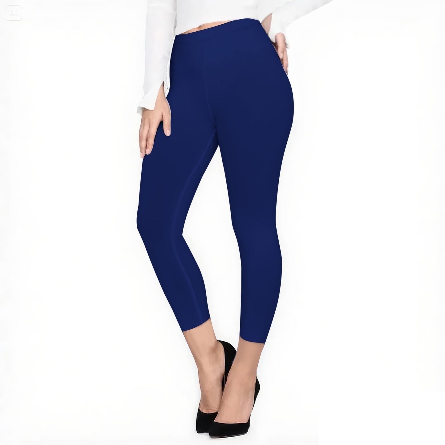 itime Capri Workout Leggings for Women Super Soft Stretchy High Waisted Capri Length Royal Blue Sizes L-XL Yoga Workout Runnin