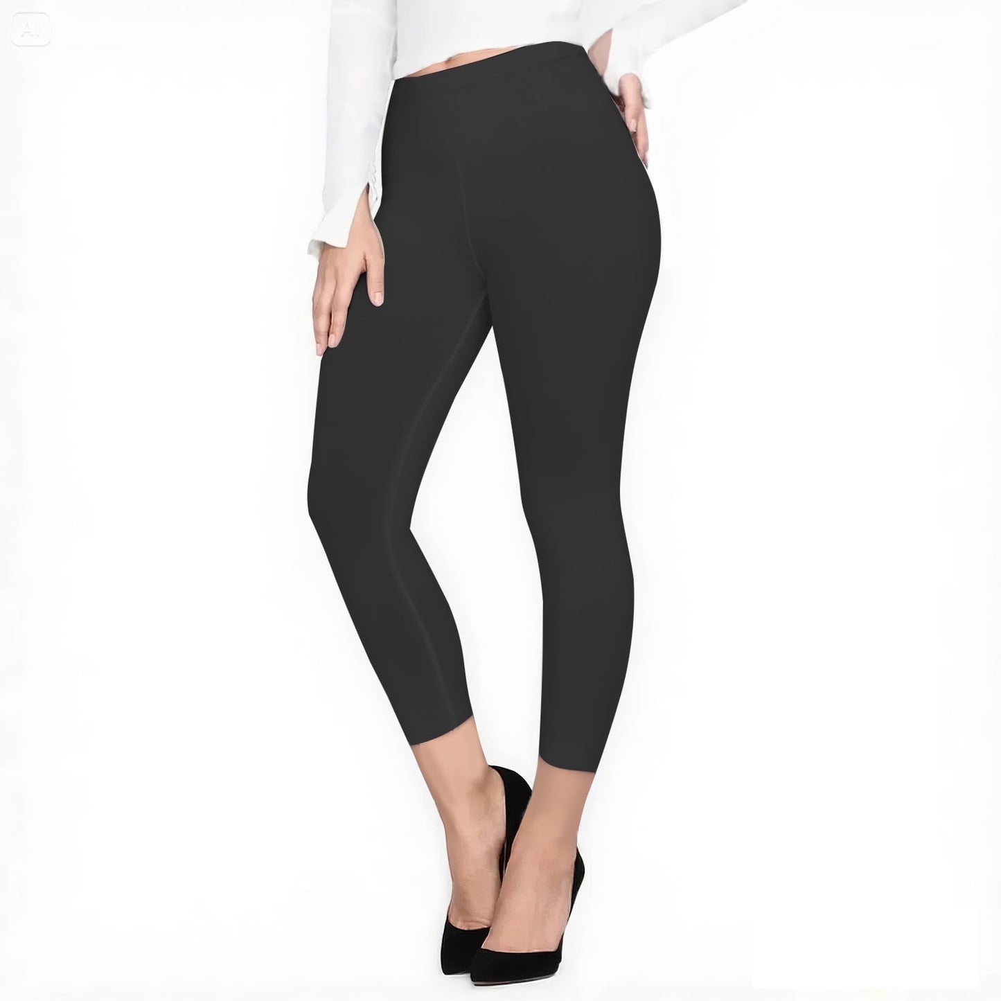 itime Capri Workout Leggings for Women Super Soft Stretchy High Waisted Capri Length Grey Sizes L-XL Yoga Workout Runnin