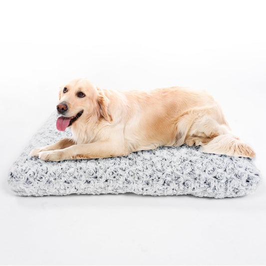 Gogreen Deluxe Plush Dog Crate Bed, Anti-Slip Mat, Washable Kennel Pad for Medium Large Dogs, Luxury Support & Comfort - 23 x 18, Gray