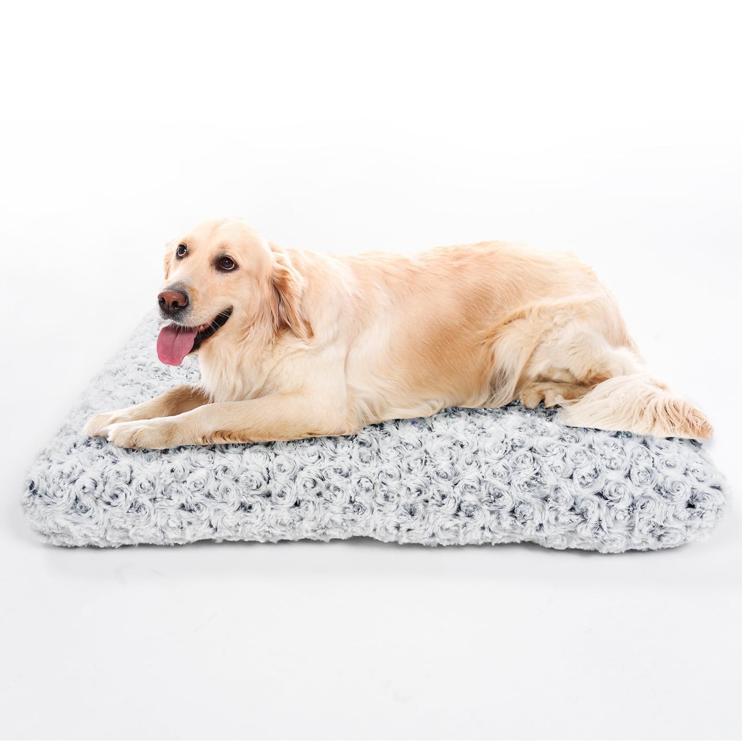Gogreen Deluxe Plush Dog Crate Bed, Anti-Slip Mat, Washable Kennel Pad for Medium Large Dogs, Luxury Support & Comfort - 35 x 23, Gray