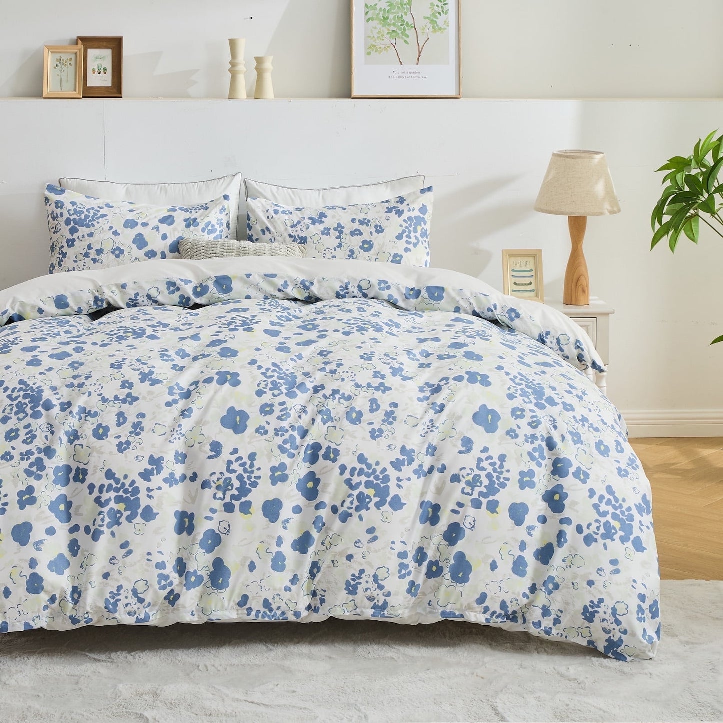 Hitime King Duvet Cover Set, Soft & Breathable Microfiber 3 Pieces King Bedding Sets, Pattern King Comfy Duvet Cover Set, with Zipper Closure (King)