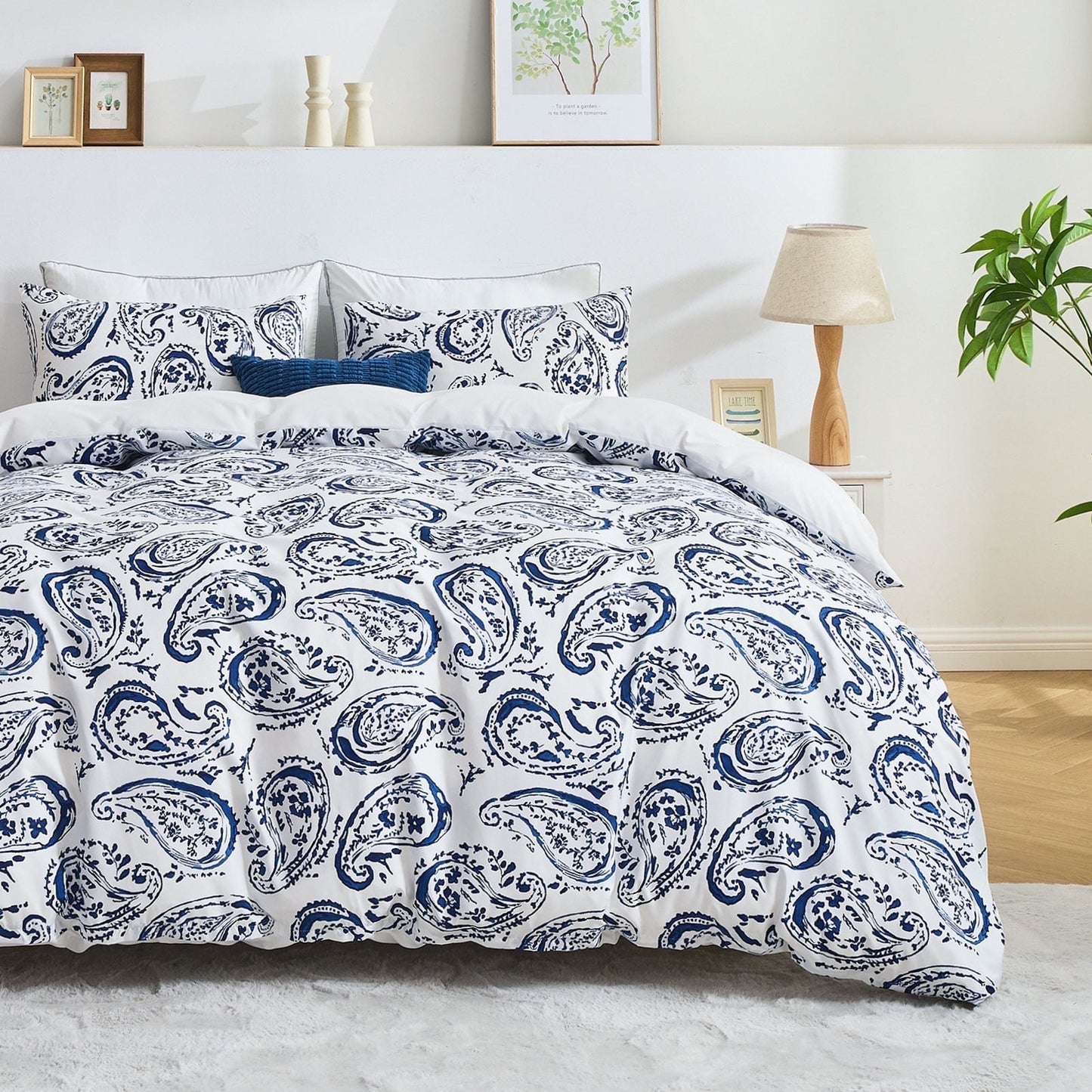 Hitime Queen Duvet Cover Set, Soft & Breathable Microfiber 3 Pieces Queen Bedding Sets, Pattern Queen Comfy Duvet Cover Set, with Zipper Closure (Queen)