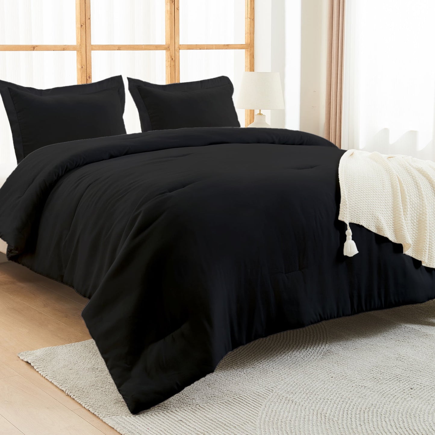 itime Ultra Soft Beige King Size Comforter Set 3 Pieces Gentle Down Alternative Bedding 1 Lightweight Comforter and 2 Pillowcase