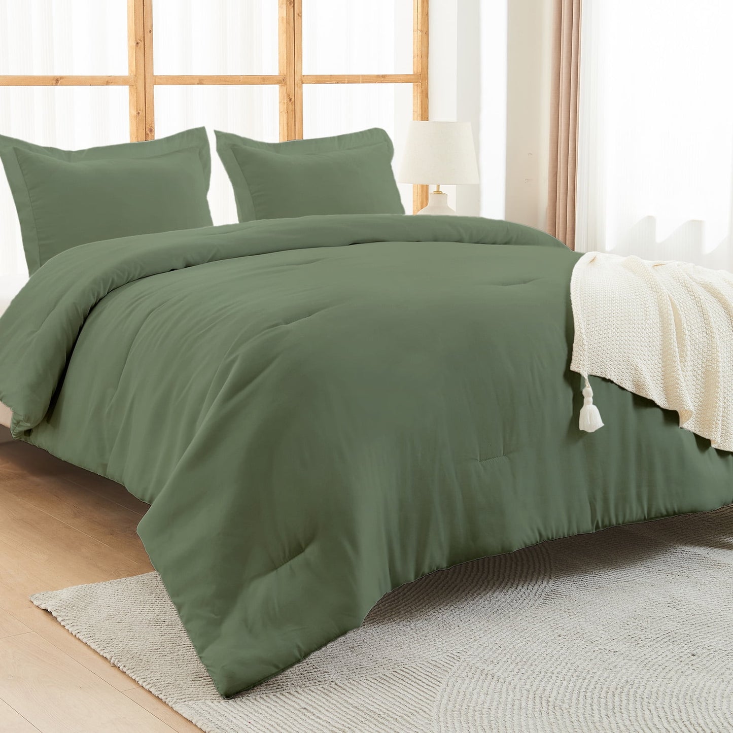 itime Ultra Soft Beige Twin Size Comforter Set 3 Pieces Gentle Down Alternative Bedding 1 Lightweight Comforter and 2 Pillowcase