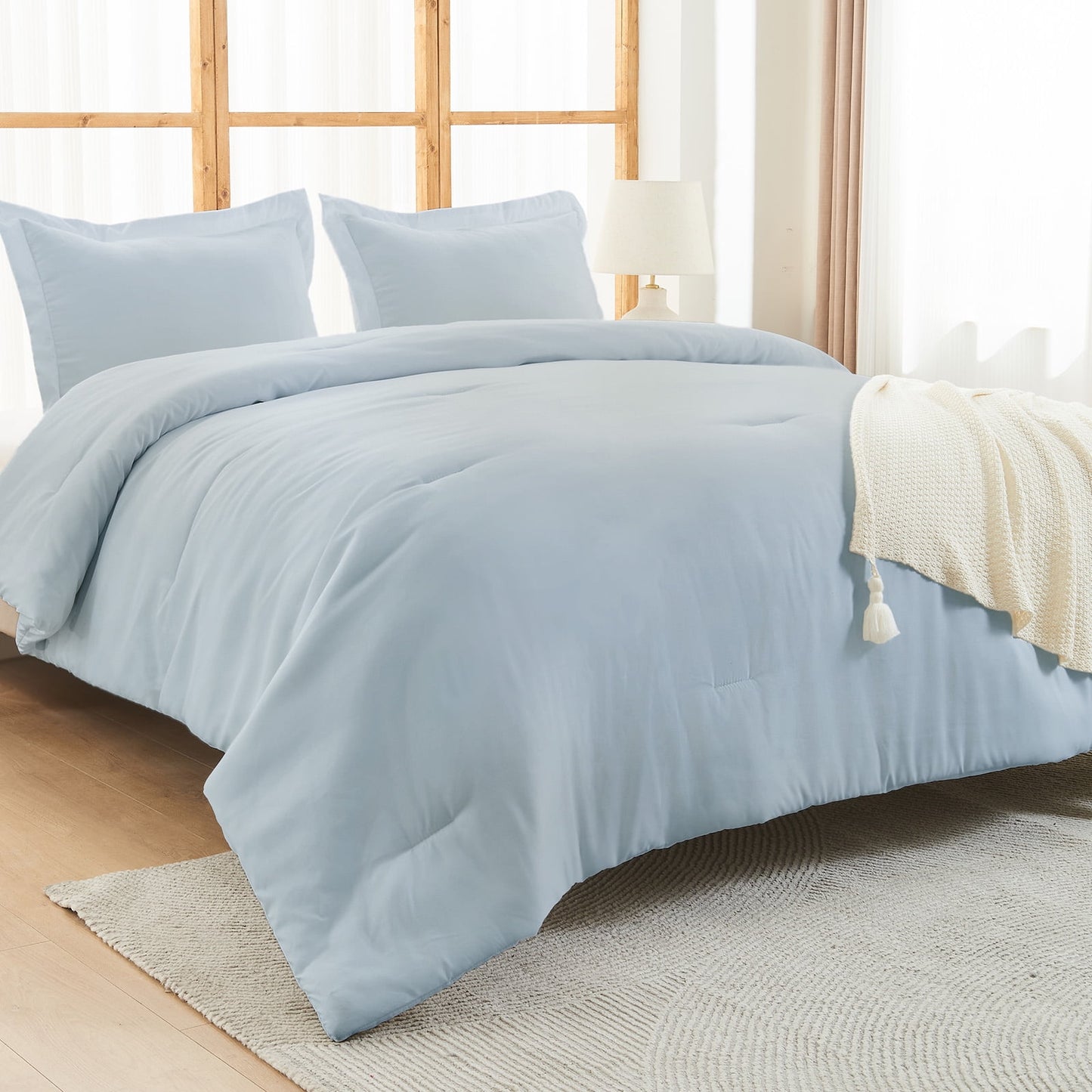 itime Ultra Soft Beige Twin Size Comforter Set 3 Pieces Gentle Down Alternative Bedding 1 Lightweight Comforter and 2 Pillowcase