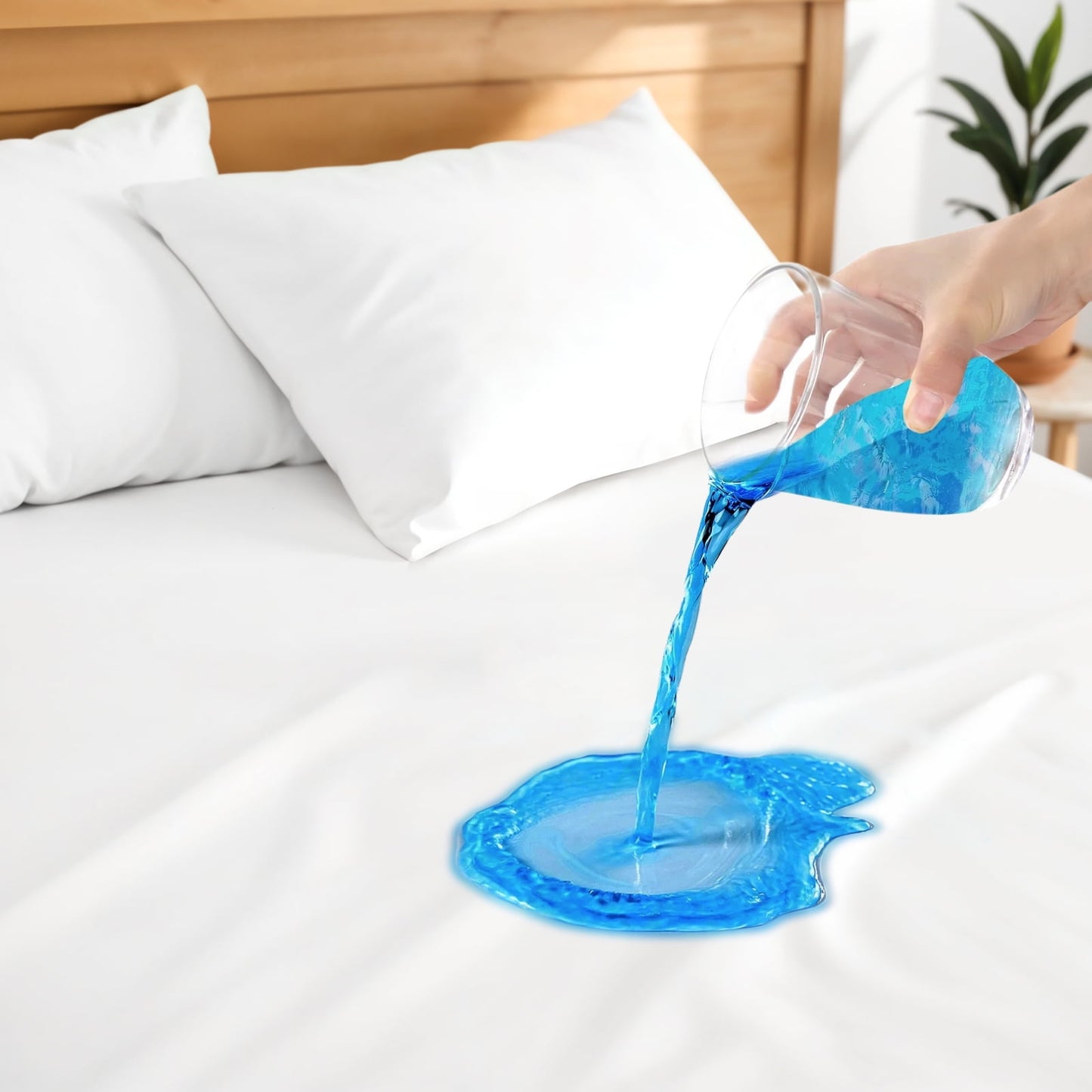 Hitime Waterproof Mattress Protector King Size, Breathable Cooling Bed Mattress Cover with Deep Pocket Plastic Mattress Protector Fitted 6-15(Microfiber, Full 54x75)