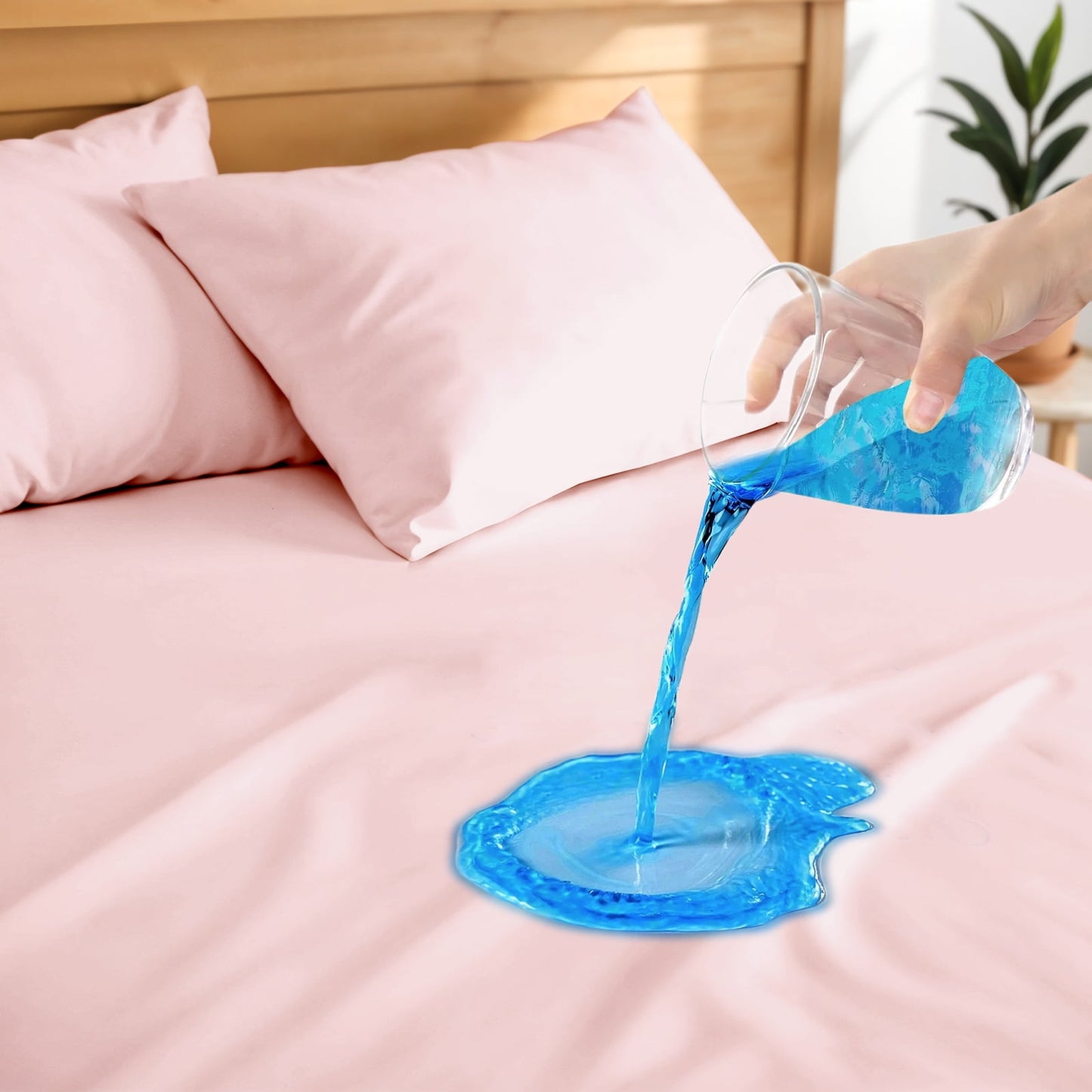 Hitime Waterproof Mattress Protector King Size, Breathable Cooling Bed Mattress Cover with Deep Pocket Plastic Mattress Protector Fitted 6-15(Microfiber, Queen 60x80)