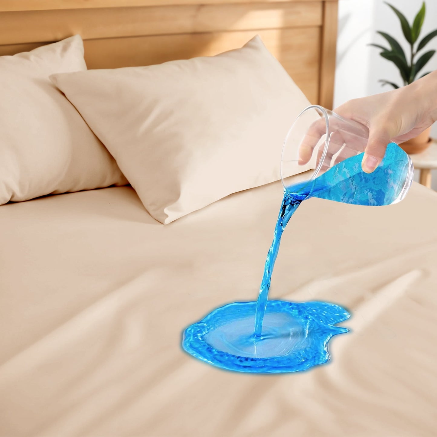 Hitime Waterproof Mattress Protector King Size, Breathable Cooling Bed Mattress Cover with Deep Pocket Plastic Mattress Protector Fitted 6-15(Microfiber, Queen 60x80)