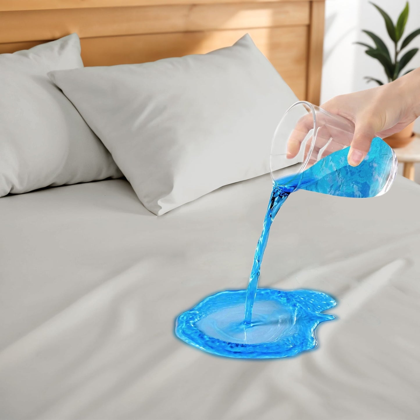 Hitime Waterproof Mattress Protector King Size, Breathable Cooling Bed Mattress Cover with Deep Pocket Plastic Mattress Protector Fitted 6-15(Microfiber, Twin XL 39x80)