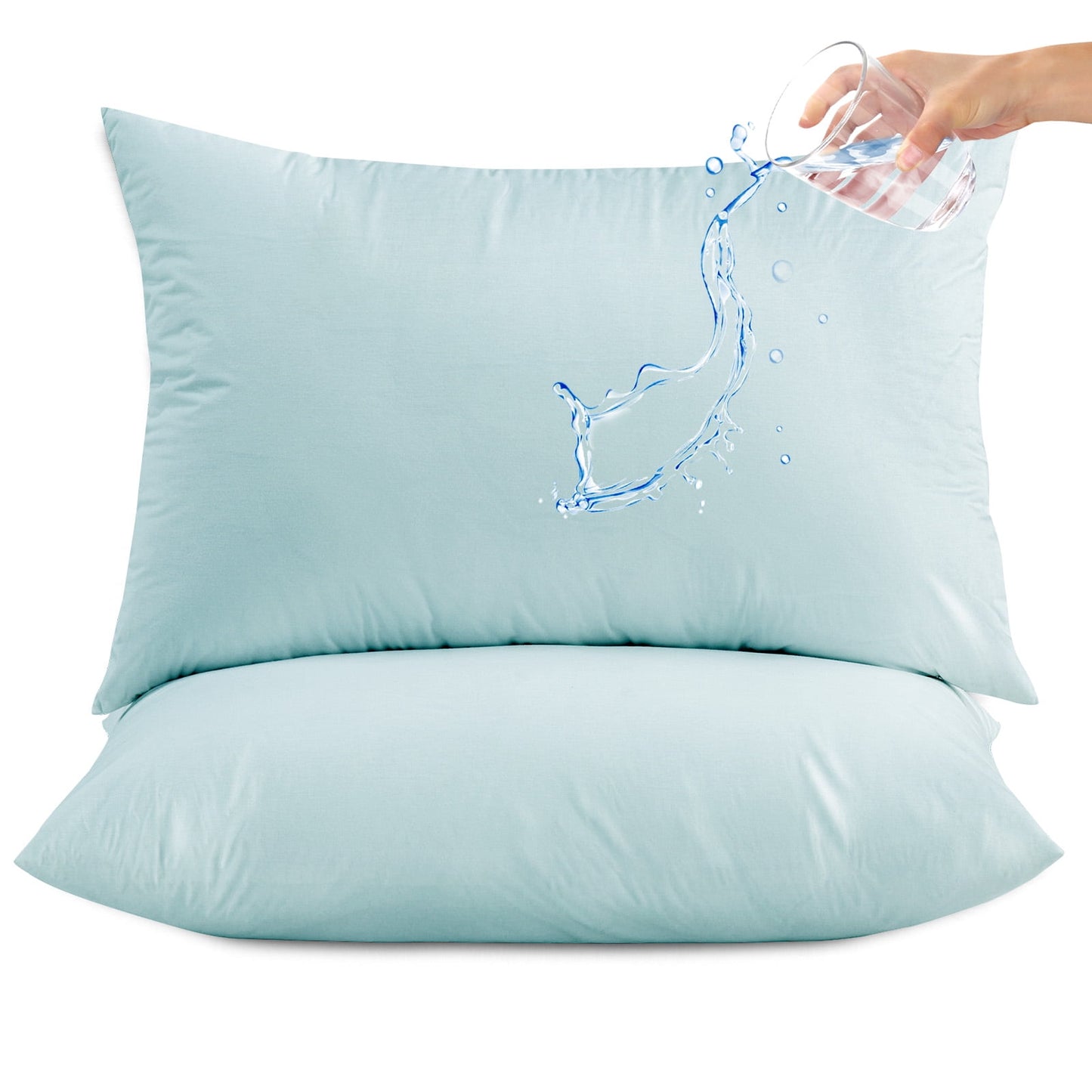 Hitime Waterproof Pillow Protectors with Zipper, Cooling Microfiber Queen Size Bed Pillow Case Covers, Bed Bug Pillow Cover, Zippered Plastic Pillowcase (2 Packs, Queen 20x30)