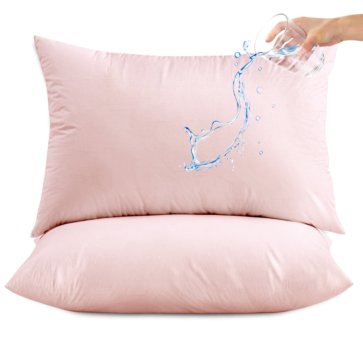 Hitime Waterproof Pillow Protectors with Zipper, Cooling Microfiber Queen Size Bed Pillow Case Covers, Bed Bug Pillow Cover, Zippered Plastic Pillowcase (2 Packs, Queen 20x30)