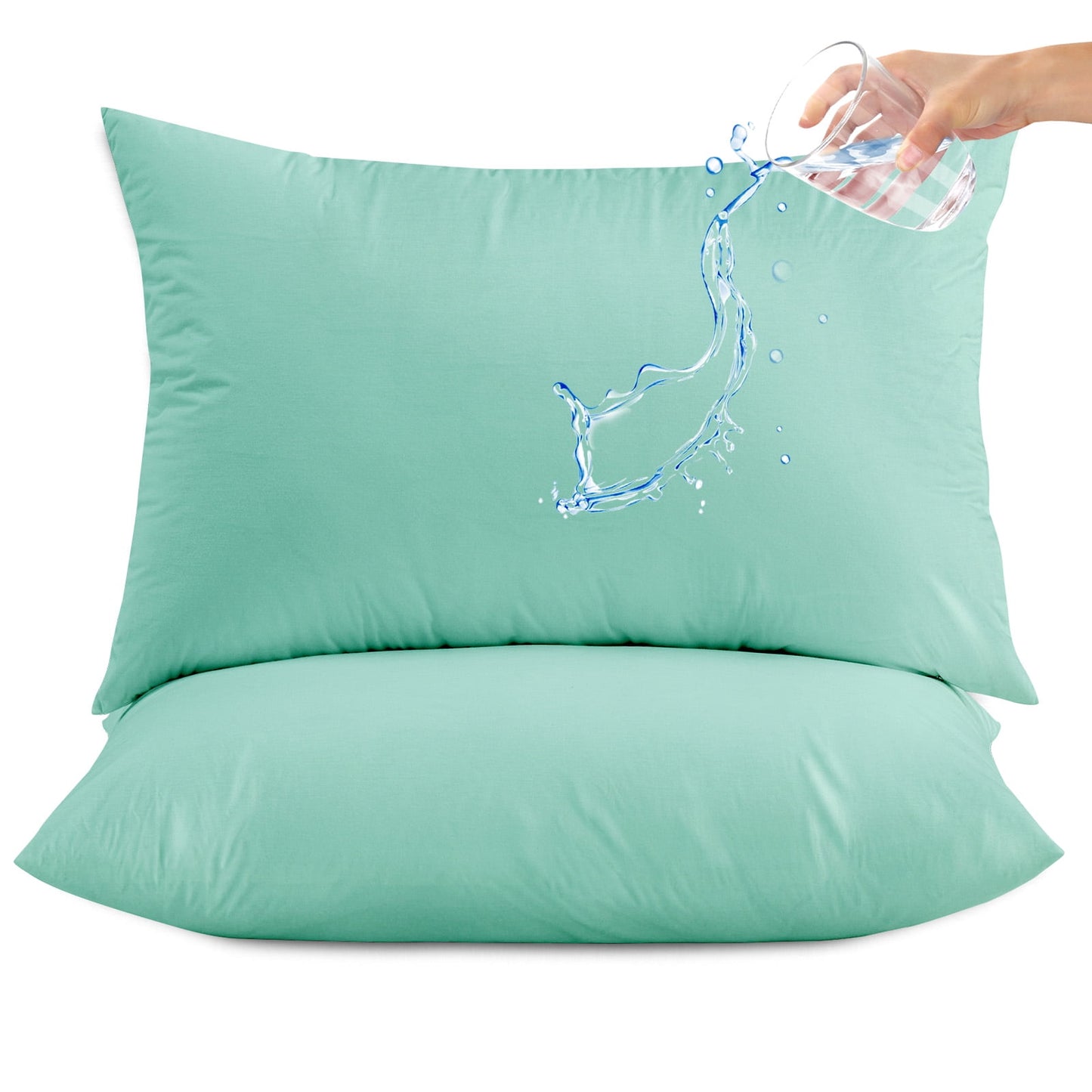 Hitime Waterproof Pillow Protectors with Zipper - King Size Cooling Microfiber Rayon Pillow Case Cover, Bed Bug Pillow Cover, Zippered Plastic Pillowcase (2 Packs, King 20x36)