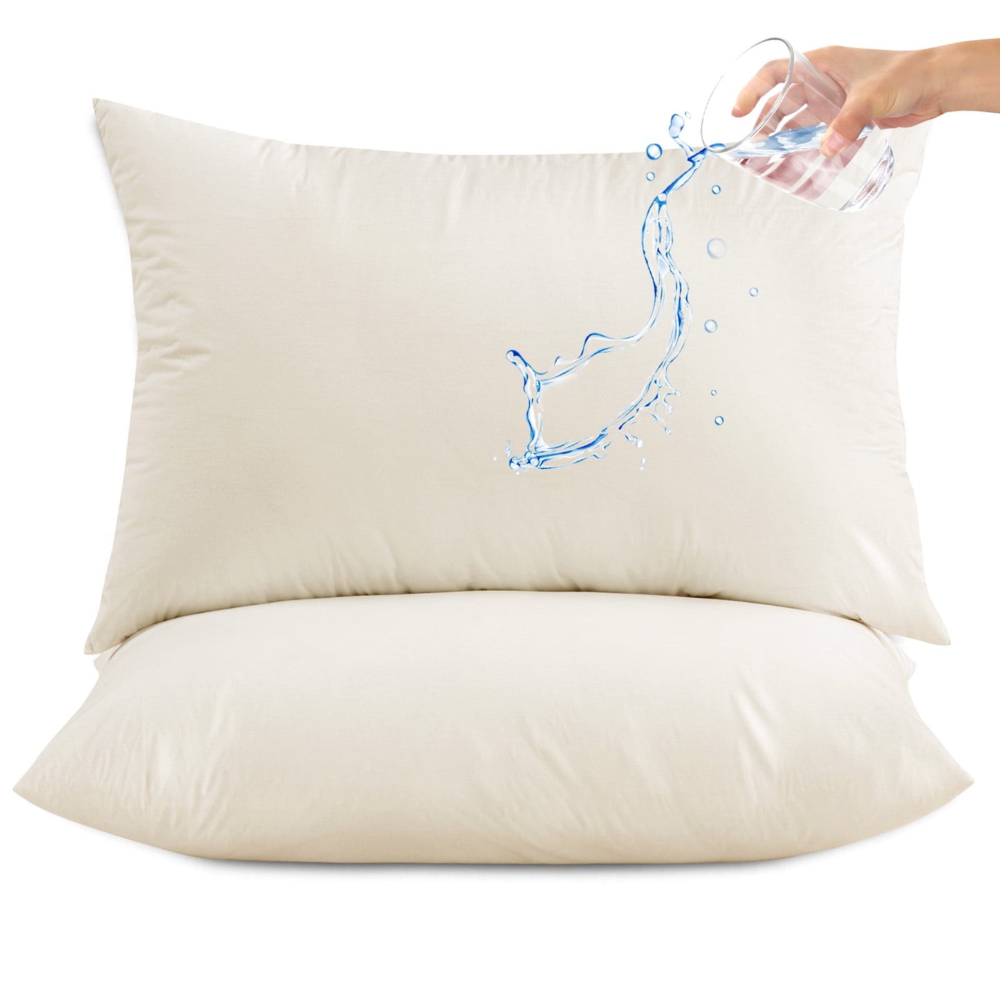 Hitime Waterproof Pillow Protectors with Zipper - King Size Cooling Microfiber Rayon Pillow Case Cover, Bed Bug Pillow Cover, Zippered Plastic Pillowcase (2 Packs, King 20x36)