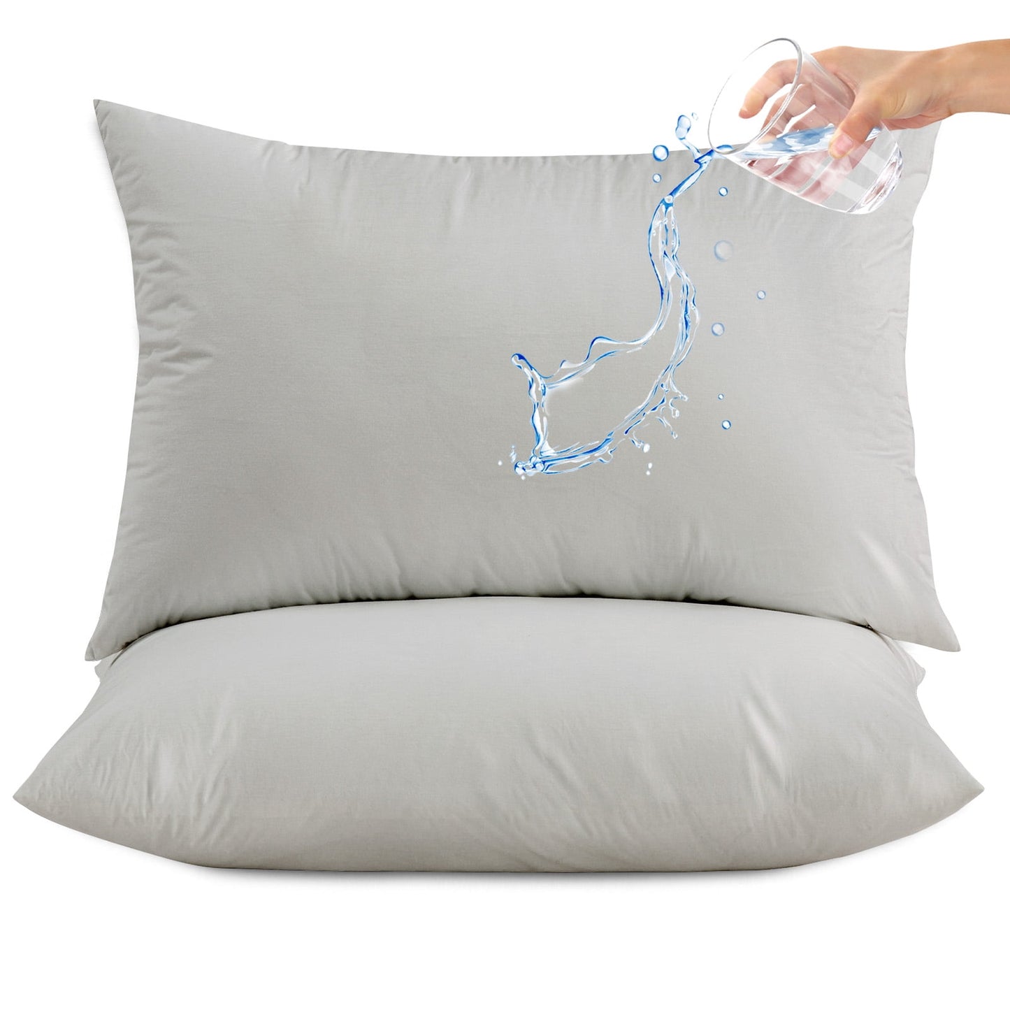 Hitime Waterproof Pillow Protectors with Zipper Standard Size, Cooling Microfiber Zippered Pillow Case Protector,Bed Pillow Case Cover Prevent Bedbug Dust Mite and Allergen (2 Packs, Standard 20x26)