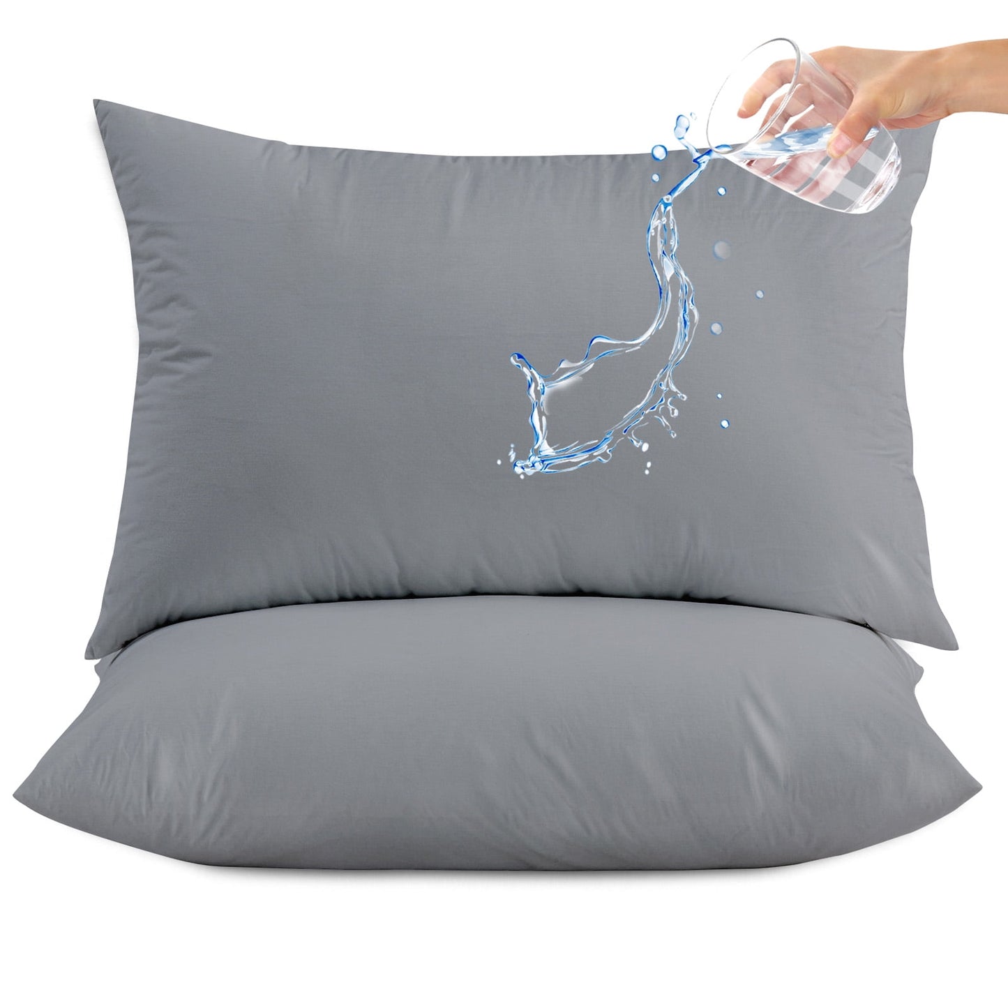 Hitime Waterproof Pillow Protectors with Zipper Standard Size, Cooling Microfiber Zippered Pillow Case Protector,Bed Pillow Case Cover Prevent Bedbug Dust Mite and Allergen (2 Packs, Standard 20x26)