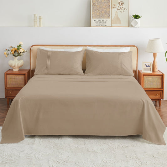 Kingrest 3PC Luxury Deep Pocket Twin Sheet Set Fit 16, 100% Organic Cotton Breathable Super Soft Twin Size Sheet Set, Luxury Hotel Style Home Decor Twin Bed Sheet Set, Gift for Women, Men