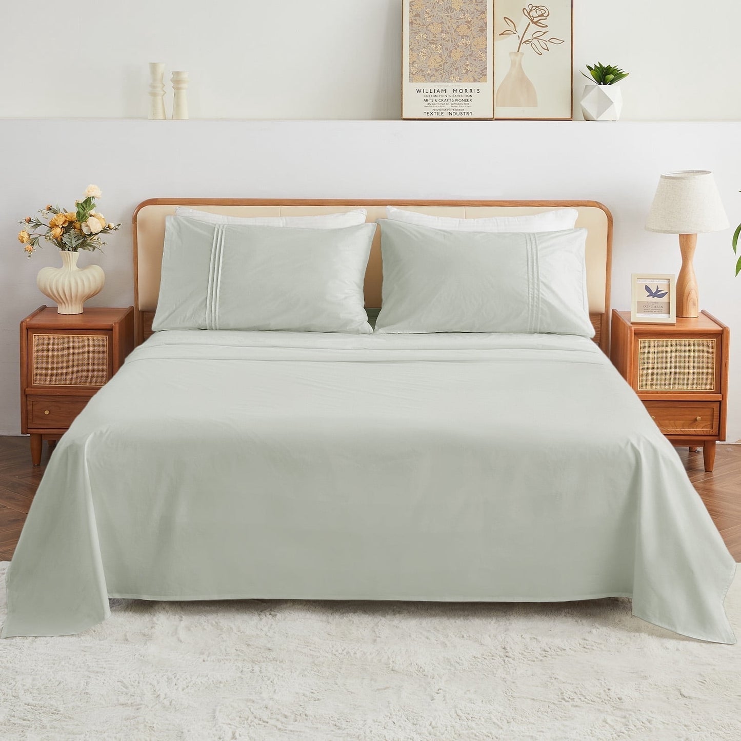 Kingrest 4PC Luxury Deep Pocket Full Sheet Set Fit 16, 100% Organic Cotton Breathable Super Soft Full Size Sheet Set, Luxury Hotel Style Home Decor Full Bed Sheet Set, Gift for Women, Men