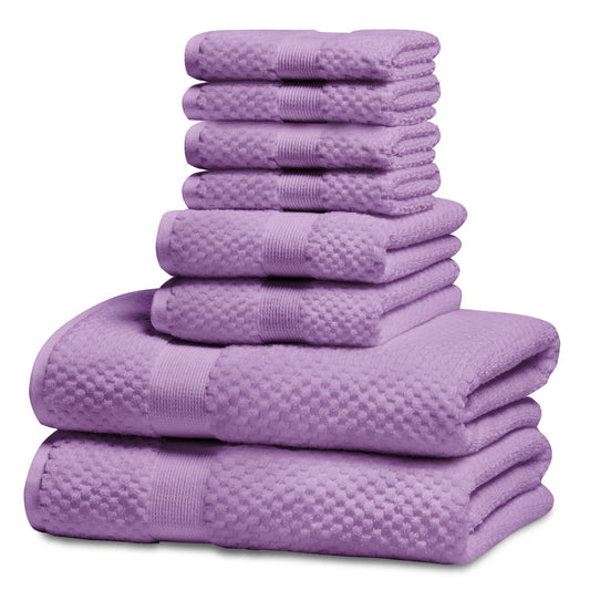 Kingrest Bath Towel Sets of 8 Pieces, 2 Bath Towels 2 Hand Towels 4 Washcloths, 100% Cotton Highly Absorbent Towels for Bathroom, Gym, Hotel