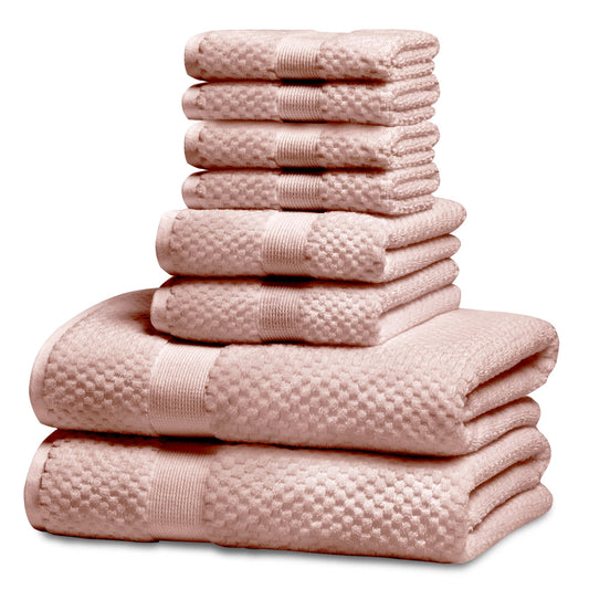 Kingrest Bath Towel Sets of 8 Pieces, 2 Bath Towels 2 Hand Towels 4 Washcloths, 100% Cotton Highly Absorbent Towels for Bathroom, Gym, Hotel