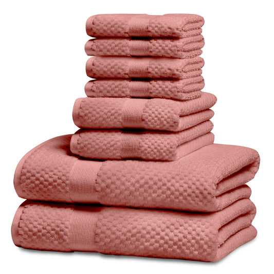 Kingrest Bath Towel Sets of 8 Pieces, 2 Bath Towels 2 Hand Towels 4 Washcloths, 100% Cotton Highly Absorbent Towels for Bathroom, Gym, Hotel