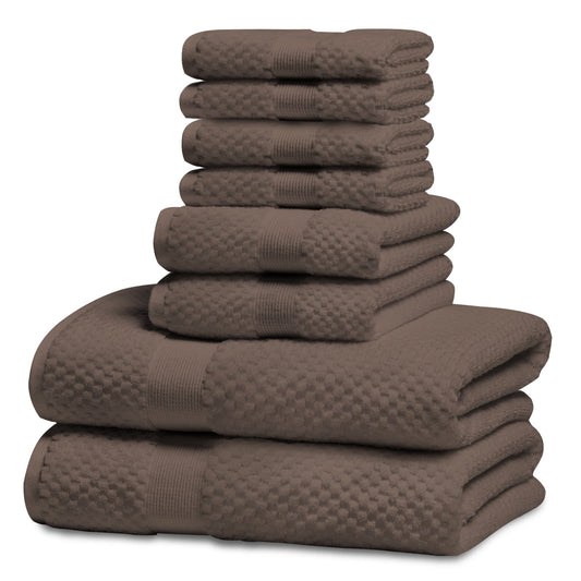 Kingrest Bath Towel Sets of 8 Pieces, 2 Bath Towels 2 Hand Towels 4 Washcloths, 100% Cotton Highly Absorbent Towels for Bathroom, Gym, Hotel
