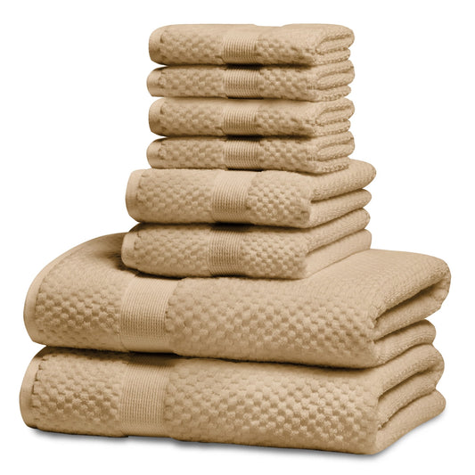Kingrest Bath Towel Sets of 8 Pieces, 2 Bath Towels 2 Hand Towels 4 Washcloths, 100% Cotton Highly Absorbent Towels for Bathroom, Gym, Hotel