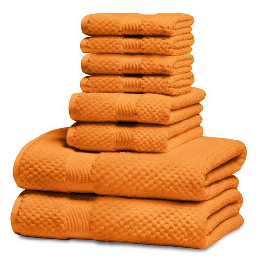 Kingrest Bath Towel Sets of 8 Pieces, 2 Bath Towels 2 Hand Towels 4 Washcloths, 100% Cotton Highly Absorbent Towels for Bathroom, Gym, Hotel