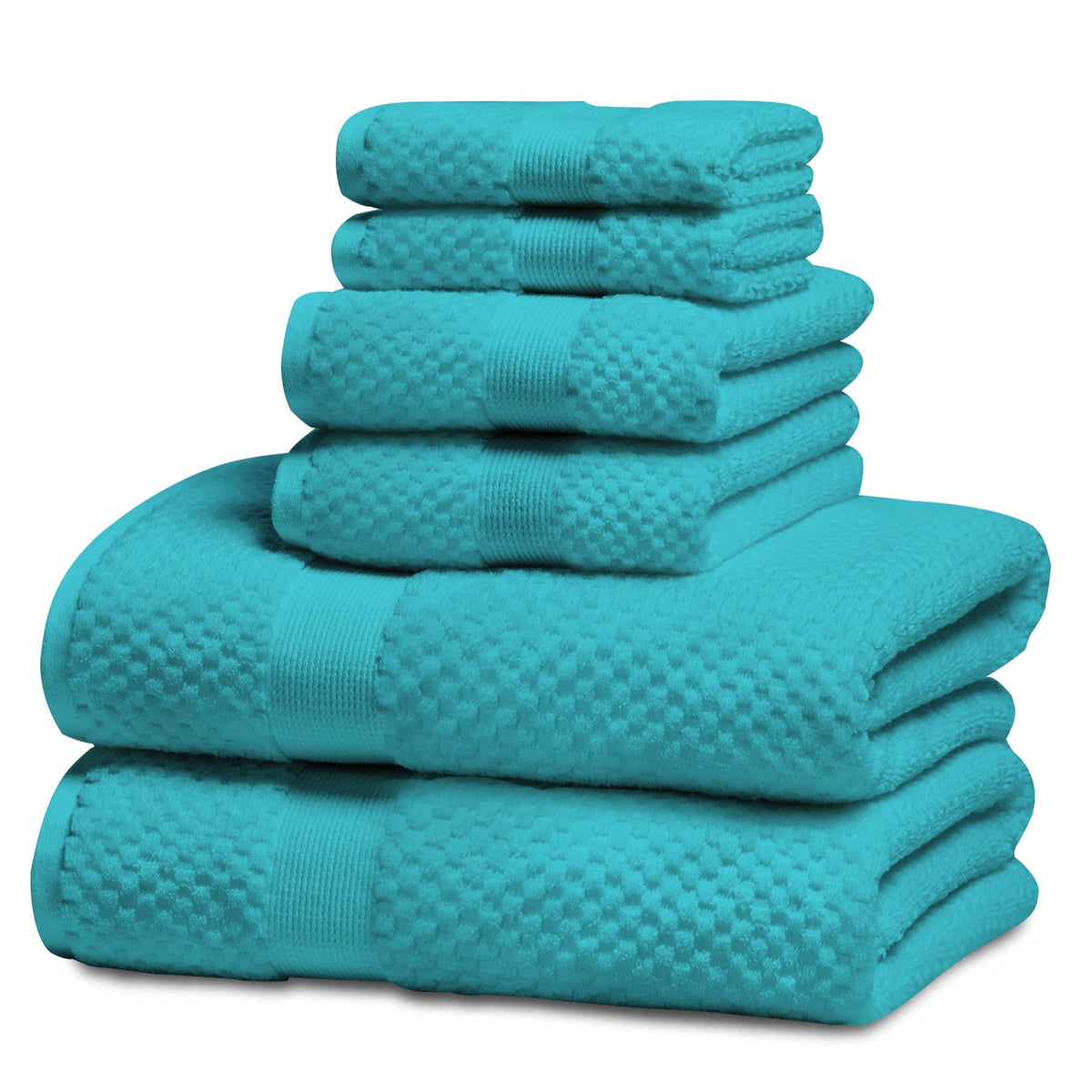 Kingrest Bath Towel Sets of 6 Pieces, 2 Bath Towels 2 Hand Towels 2 Washcloths, 100% Cotton Highly Absorbent Towels for Bathroom, Gym, Hotel