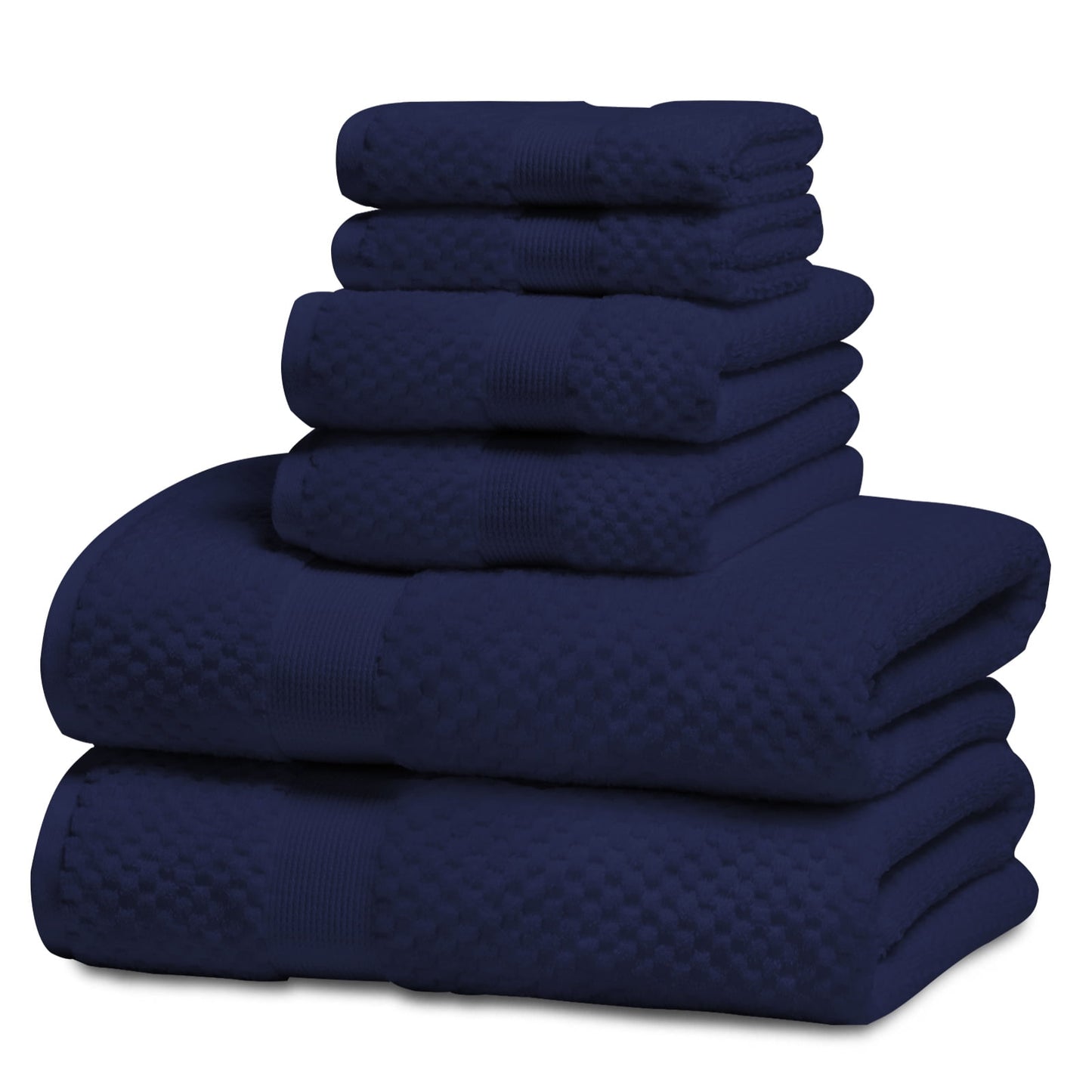Kingrest Bath Towel Sets of 6 Pieces, 2 Bath Towels 2 Hand Towels 2 Washcloths, 100% Cotton Highly Absorbent Towels for Bathroom, Gym, Hotel
