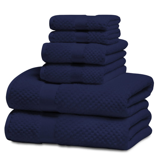 Kingrest Bath Towel Sets of 6 Pieces, 2 Bath Towels 2 Hand Towels 2 Washcloths, 100% Cotton Highly Absorbent Towels for Bathroom, Gym, Hotel