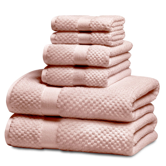 Kingrest Bath Towel Sets of 6 Pieces, 2 Bath Towels 2 Hand Towels 2 Washcloths, 100% Cotton Highly Absorbent Towels for Bathroom, Gym, Hotel
