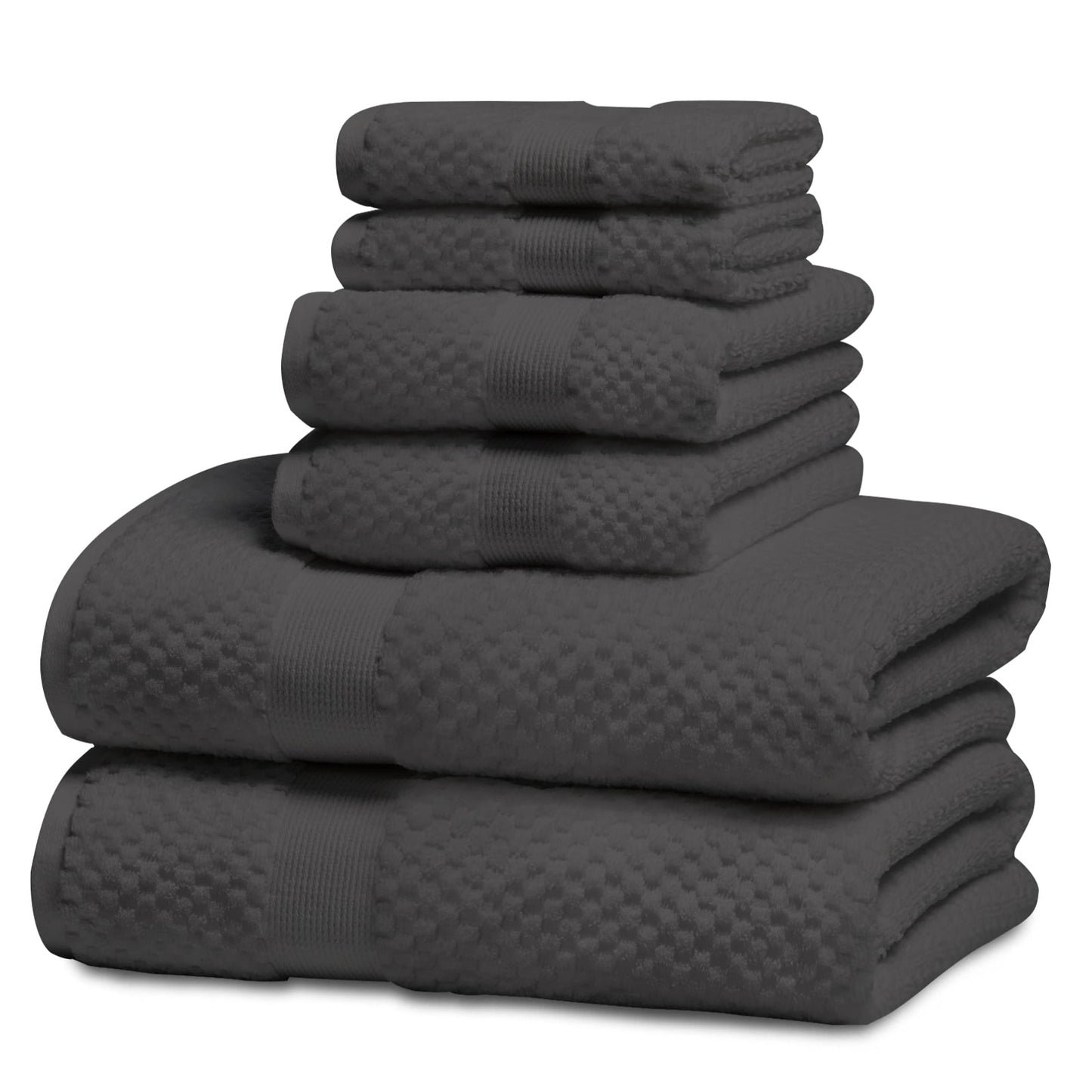 Kingrest Bath Towel Sets of 6 Pieces, 2 Bath Towels 2 Hand Towels 2 Washcloths, 100% Cotton Highly Absorbent Towels for Bathroom, Gym, Hotel