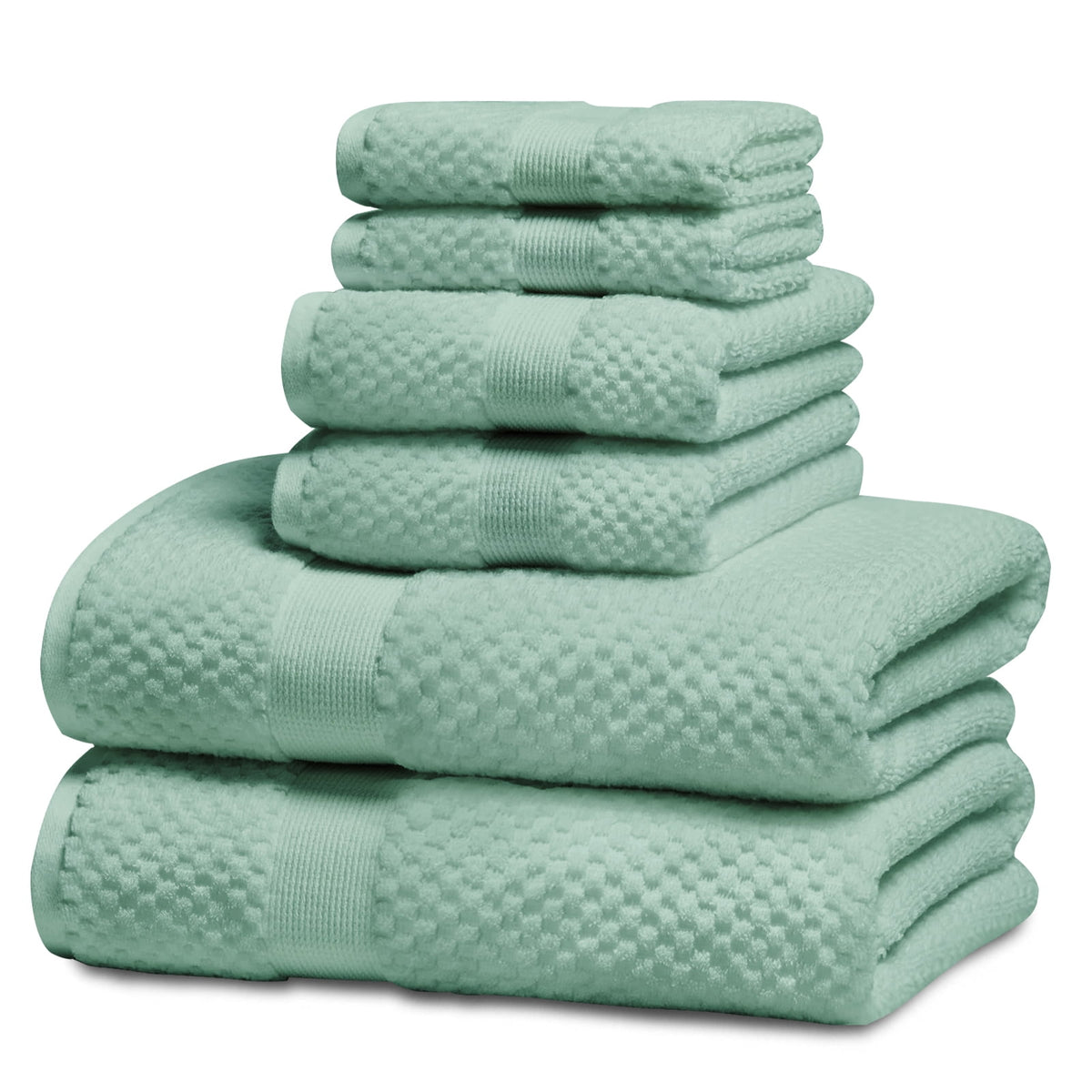 Kingrest Bath Towel Sets of 6 Pieces, 2 Bath Towels 2 Hand Towels 2 Washcloths, 100% Cotton Highly Absorbent Towels for Bathroom, Gym, Hotel