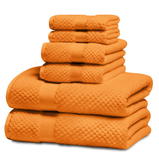 Kingrest Bath Towel Sets of 6 Pieces, 2 Bath Towels 2 Hand Towels 2 Washcloths, 100% Cotton Highly Absorbent Towels for Bathroom, Gym, Hotel