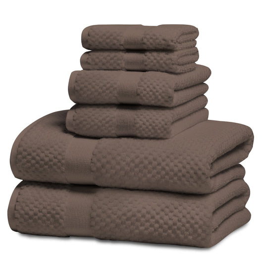 Kingrest Bath Towel Sets of 6 Pieces, 2 Bath Towels 2 Hand Towels 2 Washcloths, 100% Cotton Highly Absorbent Towels for Bathroom, Gym, Hotel