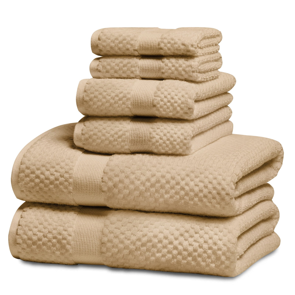 Kingrest Bath Towel Sets of 6 Pieces, 2 Bath Towels 2 Hand Towels 2 Washcloths, 100% Cotton Highly Absorbent Towels for Bathroom, Gym, Hotel