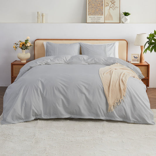 Kingrest Luxury King Duvet Cover Set Floral Printed Soft & Breathable 100% Organic Cotton 3 Pieces King Bedding Sets, Pattern King Comfy Duvet Cover Set, with Zipper Closure
