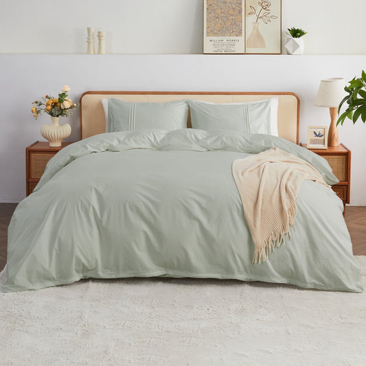 Kingrest Luxury Twin Duvet Cover Set Floral Printed, Soft & Breathable 100% Organic Cotton 3 Pieces Twin Bedding Sets, Pattern Twin Comfy Duvet Cover Set with Zipper Closure